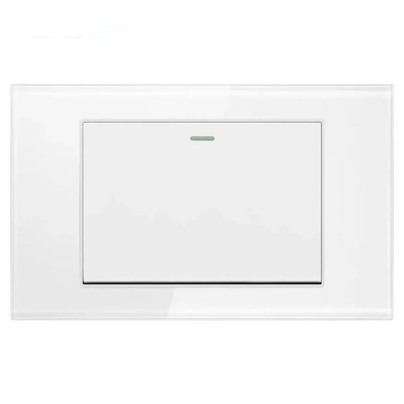 Melery 1gang 4x2 Light Switch Wall Switch USA Tempered Glass Panel Rectangular White