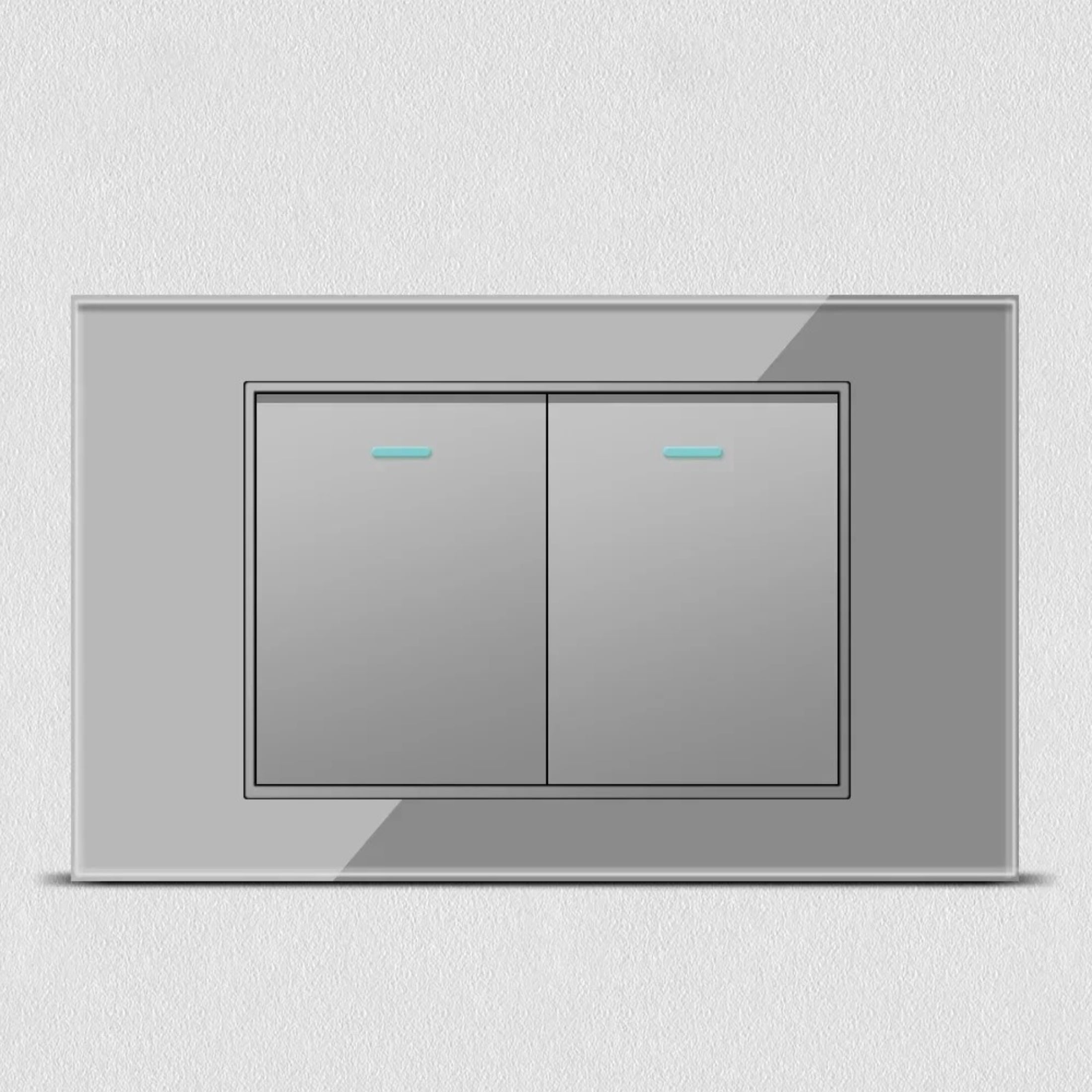Melery 2gang 4x2 Light Switch Wall Switch USA Tempered Glass Panel Rectangular Gray