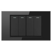 Melery 4gang 4x2 Light Switch Wall Switch USA Tempered Glass Panel Rectangular Black