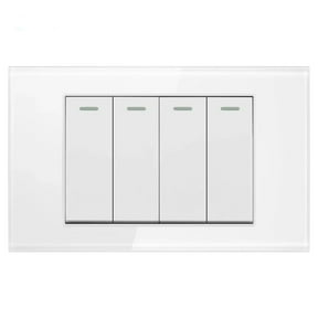 Melery 4gang 4x2 Light Switch Wall Switch USA Tempered Glass Panel Rectangular White