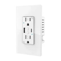 Melery Dual Smart US Wall Outlets - WIFI Tuya USB Type-C PD 20W, Glass Panel Fast Charge, Remote Control Works with Smart Home Assistants