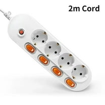 Melery Power Strip Surge Protection EU Plug Way Outlets Electrical Extension 16A Socket Independent Control Switches 1.5/2m Cord