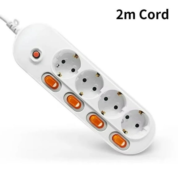 Melery Power Strip Surge Protection EU Plug Way Outlets Electrical Extension 16A Socket Independent Control Switches 1.5/2m Cord