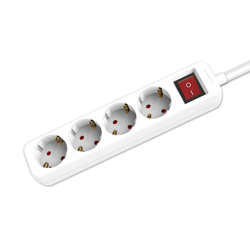 Melery Power Strip Surge Protector 3/4/5/6 AC EU Electrical Plug Outlet Socket Lead Extension Adapter Extenstion Cord Cable 1.5m