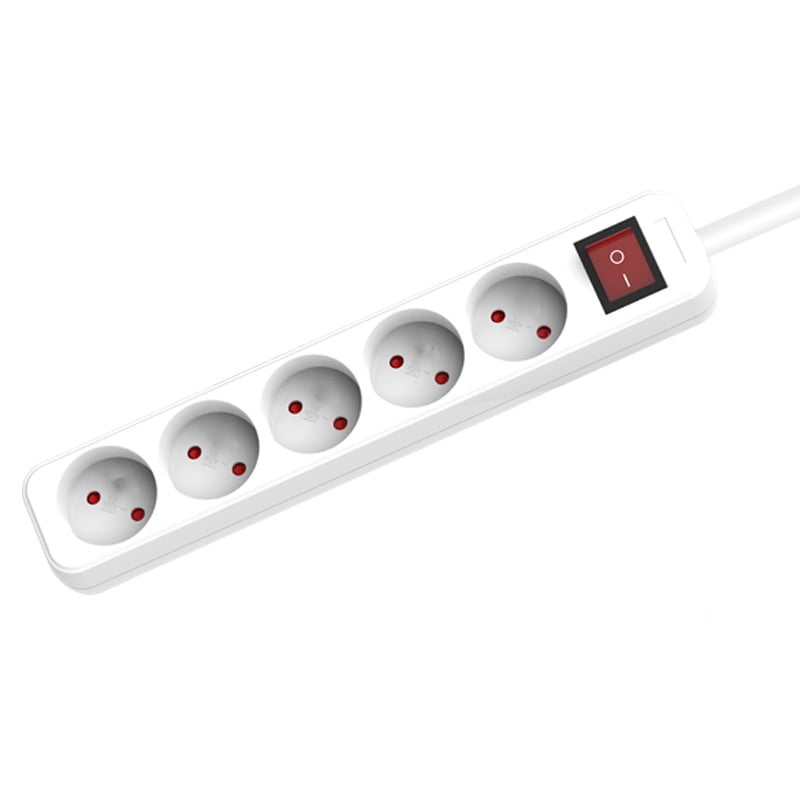 Melery Power Strip Surge Protector 3/4/5/6 AC EU Electrical Plug Outlet Socket Lead Extension Adapter Extenstion Cord Cable 1.5m