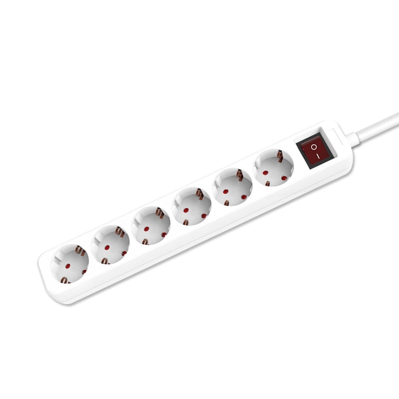 Melery Power Strip Surge Protector 3/4/5/6 AC EU Electrical Plug Outlet Socket Lead Extension Adapter Extenstion Cord Cable 1.5m