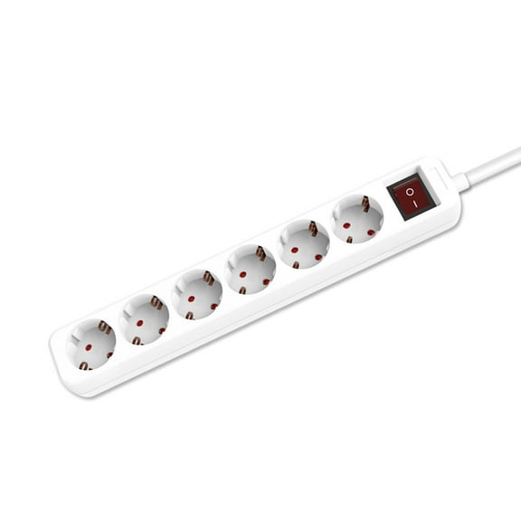 Melery Power Strip Surge Protector 3/4/5/6 AC EU Electrical Plug Outlet Socket Lead Extension Adapter Extenstion Cord Cable 1.5m
