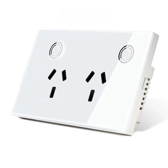 Melery Smart AU Wall Outlet - Matter Protocol, Tempered Glass Panel, Voice Remote, Compatible with SmartThings, Homekit & Smart Home Ecosystems