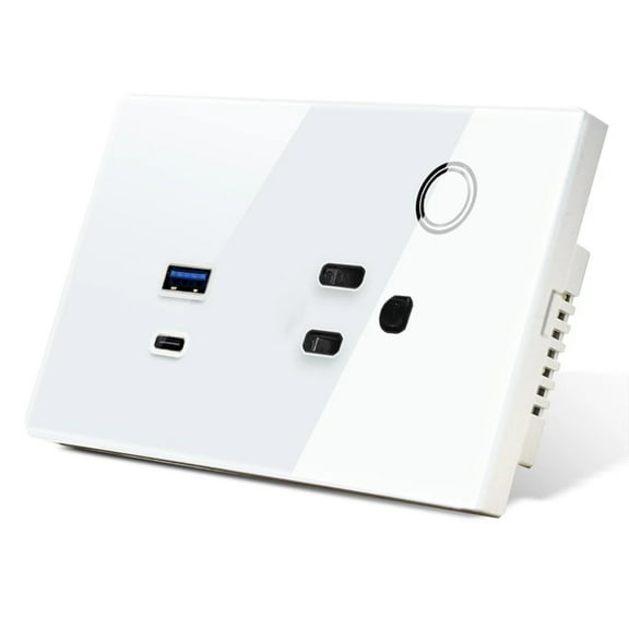 Melery US Smart Outlet - WIFI Tuya 15A 30W USB TYPE-C, Touch Control Wireless Remote Works with Smart Home Assistants