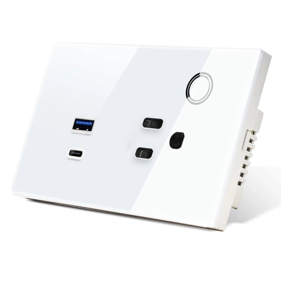 Melery US Smart Outlet - WIFI Tuya 15A 30W USB TYPE-C, Touch Control Wireless Remote Works with Smart Home Assistants