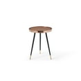 thumbnail image 1 of Meli Large Side Table, Walnut Veneer Top with Rose Gold Frame, Black Stainless Steel Legs and Rose Gold Caps, 1 of 4