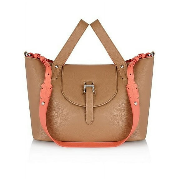Meli Melo Thela Color Block Small Tan Leather Satchel Ladies Bag