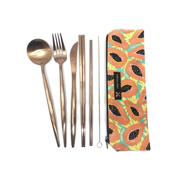 Meli Wraps Reusable Cutlery Set- Tropical Papaya