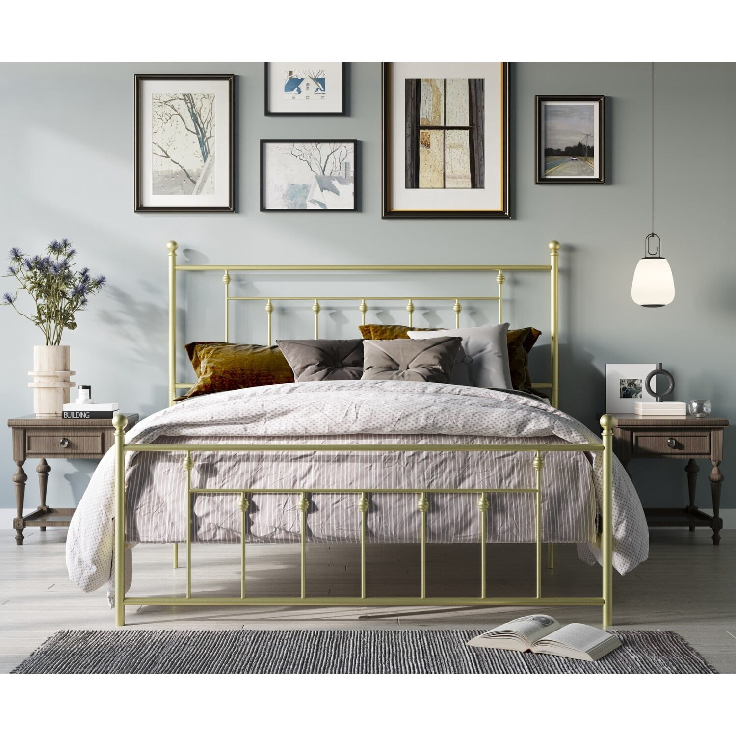 Home Design Melia Metal Platform Bed Gold King