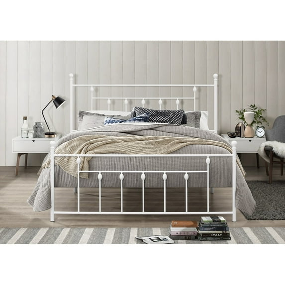 Home Design Melia Metal Platform Bed White Full