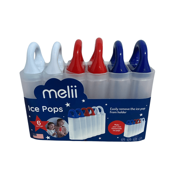 Melii Ice Pops Mold Set 6 Reusable Popsicle Molds for Homemade Frozen Treats, BPA-Free Ice Pop Maker