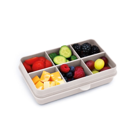 Melii Snackle Box Mini 6Compartment Snack Container with Removable Divider, Cream, BPAFree, Dishwasher Safe