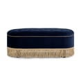 thumbnail image 1 of Melinda 48.5" Oval Tufted Bullion Fringe Storage Bench, Dark Navy Blue Performance Velvet, 1 of 12