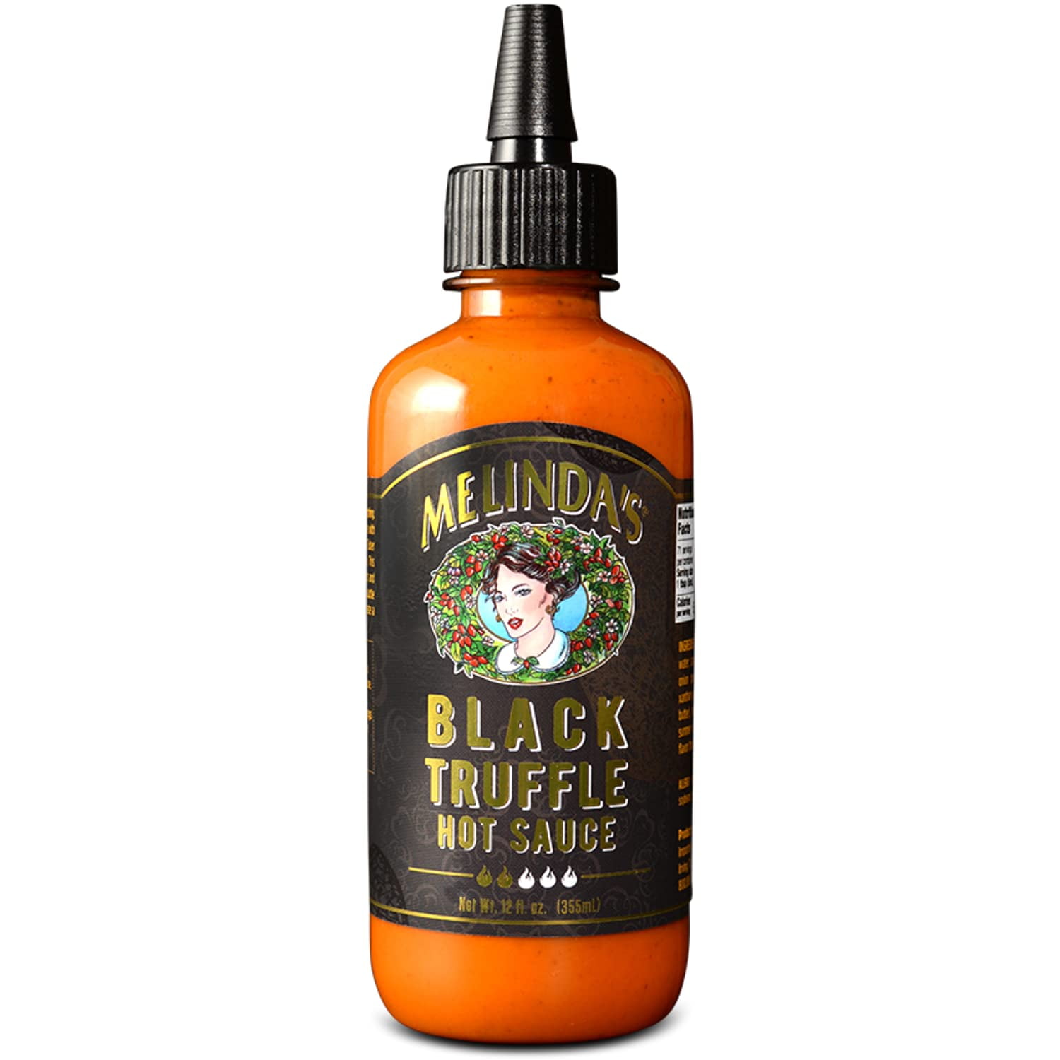 Melindas Black Truffle Hot Sauce - Gourmet Truffle Hot Sauce Made with Fresh Ingredients, Italian Black Truffles, Cayenne Peppers, Garlic \u0026 Colombian Honey - Keto, No Sugar, No Carbs -12 oz