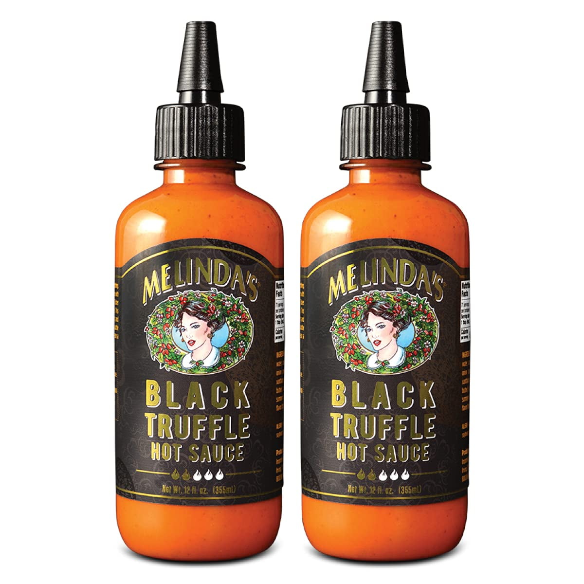 Melinda’S Black Truffle Hot Sauce - Gourmet Truffle Hot Sauce Made With Fresh Ingredients, Italian Black Truffles, Cayenne Peppers, Garlic & Colombian Honey - Keto, No Sugar, No Carbs - 12 Oz, 2 Pack