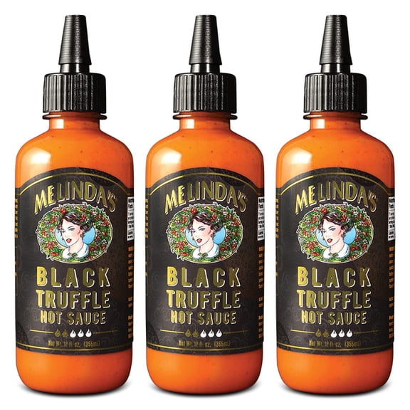 Melinda’S Black Truffle Hot Sauce - Gourmet Truffle Hot Sauce Made With Fresh Ingredients, Italian Black Truffles, Cayenne Peppers, Garlic & Colombian Honey - Keto, No Sugar, No Carbs - 12 Oz, 3 Pack