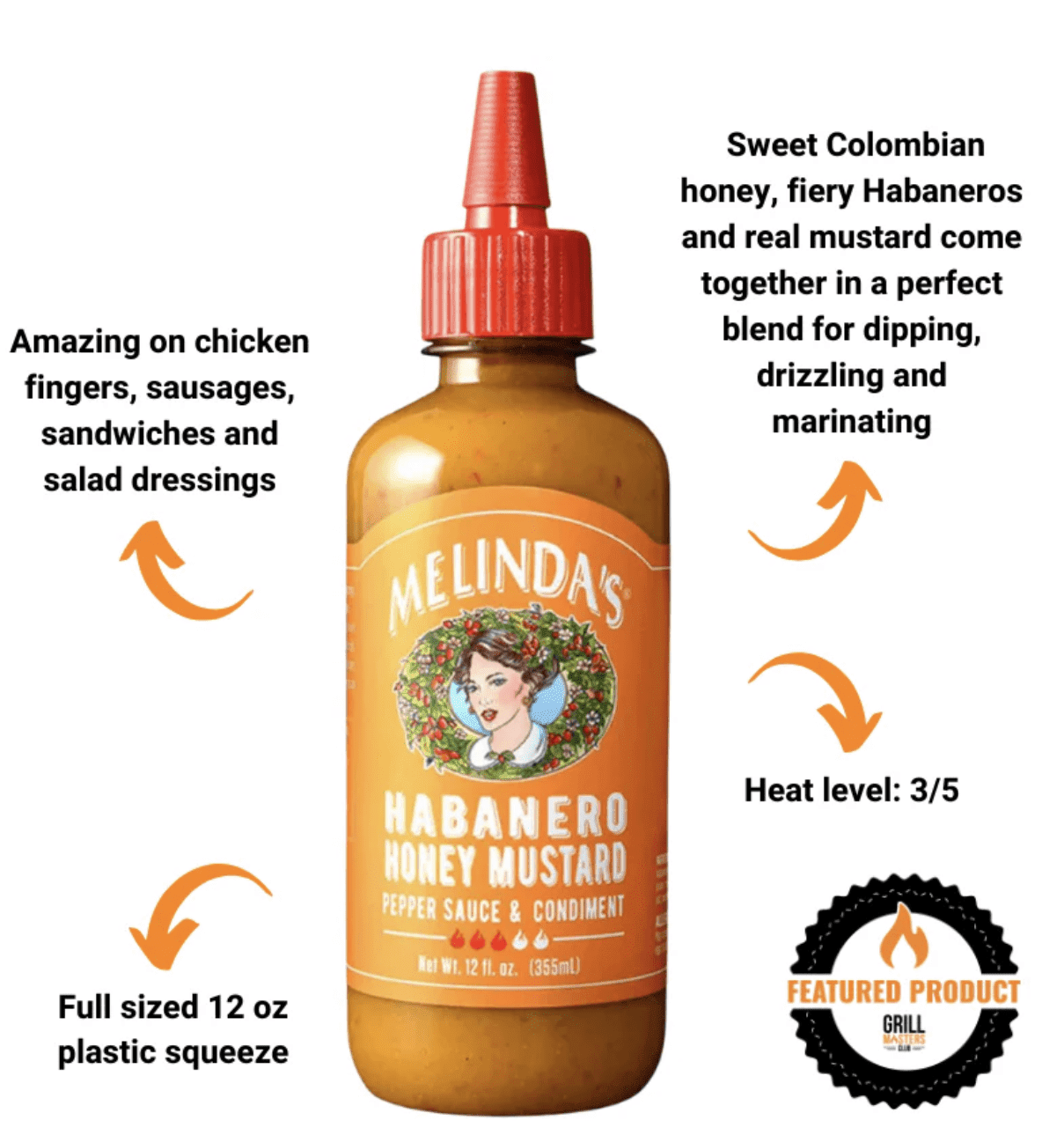 Melinda's Habanero Honey Mustard 16 oz.
