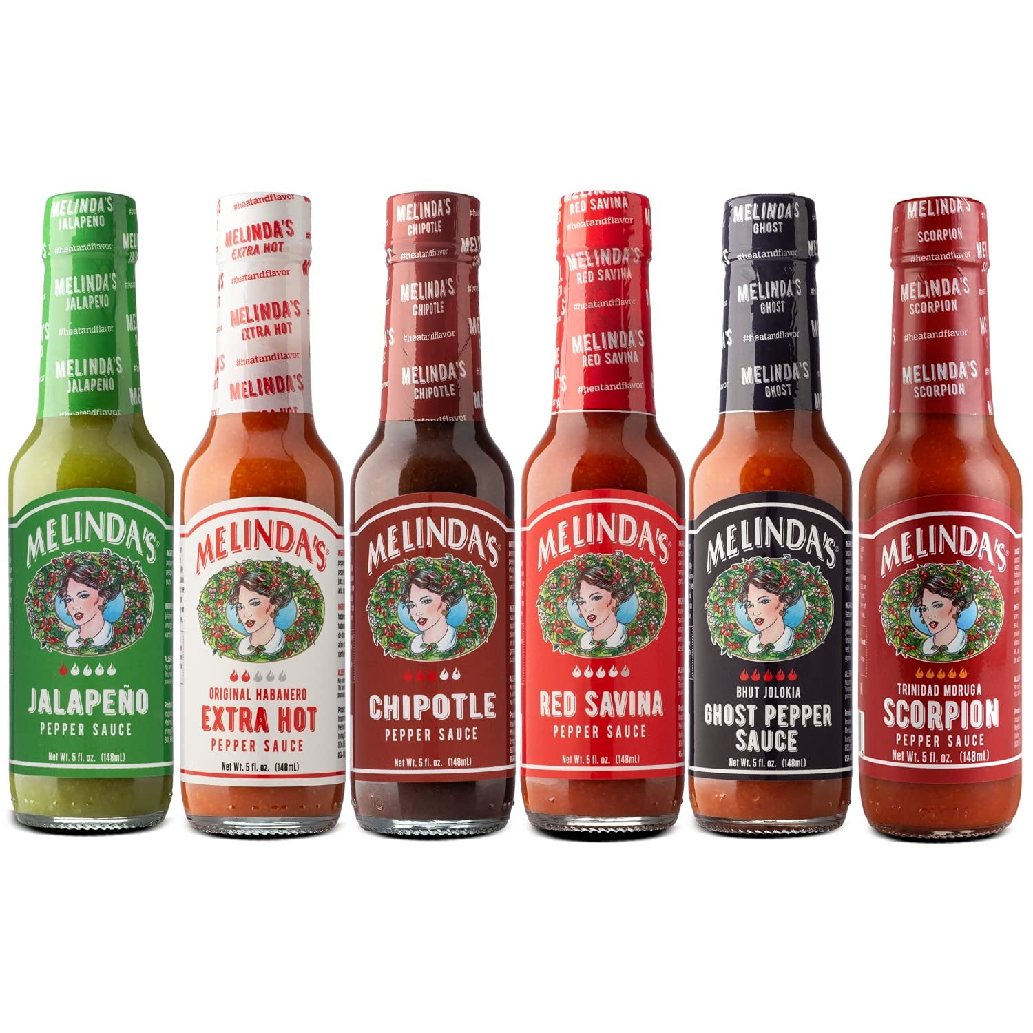 Melinda's Extra Spicy Hot Sauce Sampler Pack, 6 Gourmet Flavors, 5