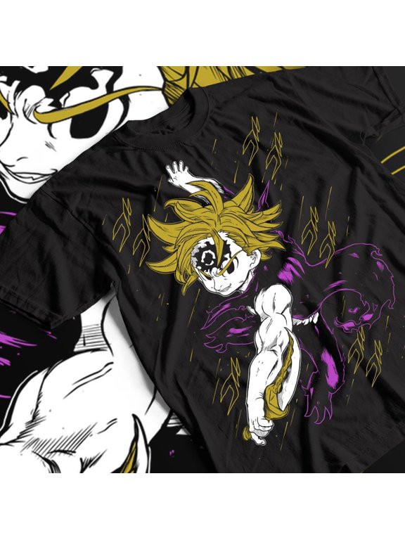 Meliodas Anime T-Shirt, Unisex Heavy Cotton Tee for Gamers, Nanatsu no Taizai Shirt, Retro Gaming Tees, Seven Deadly Sins