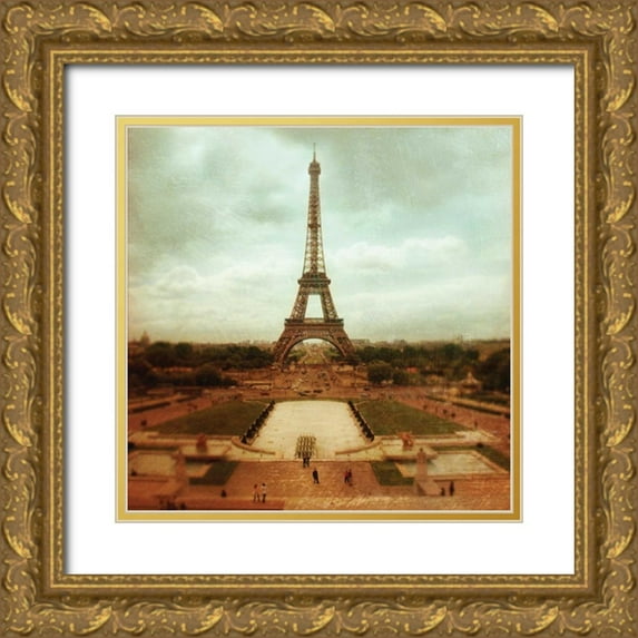 Melious, Amy 12x12 Gold Ornate Wood Framed with Double Matting Museum Art Print Titled - Eiffel Tower V
