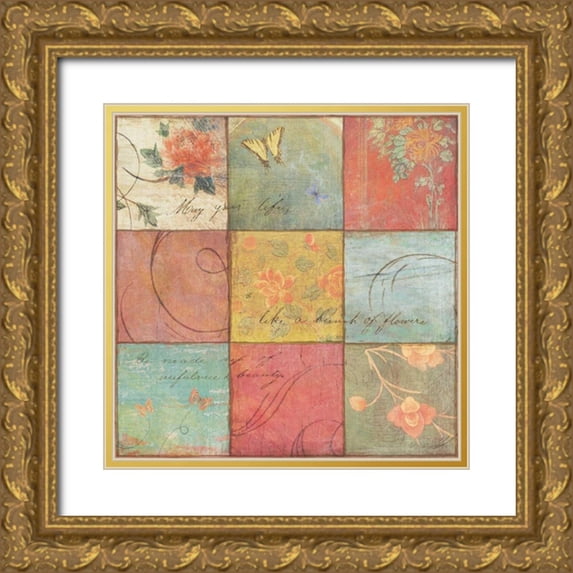 Melious, Amy 15x15 Gold Ornate Wood Framed with Double Matting Museum Art Print Titled - Life is a Garden II
