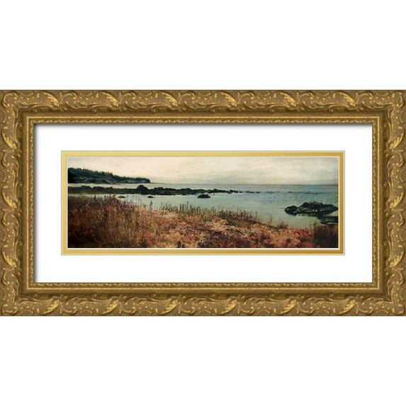 Melious, Amy 32x13 Gold Ornate Wood Framed with Double Matting Museum Art Print Titled - Island Shores I