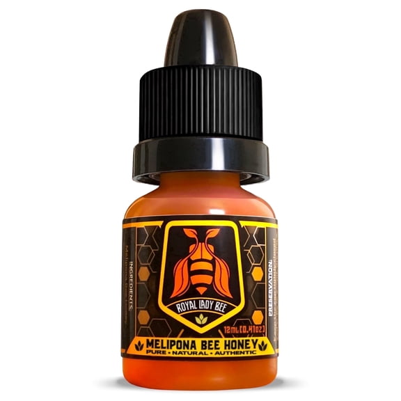 G&G Brands Royal Lady Bee Melipona Stingless Bee Raw Honey, 100% Pure, Yucatan, 12mL Dropper Bottle