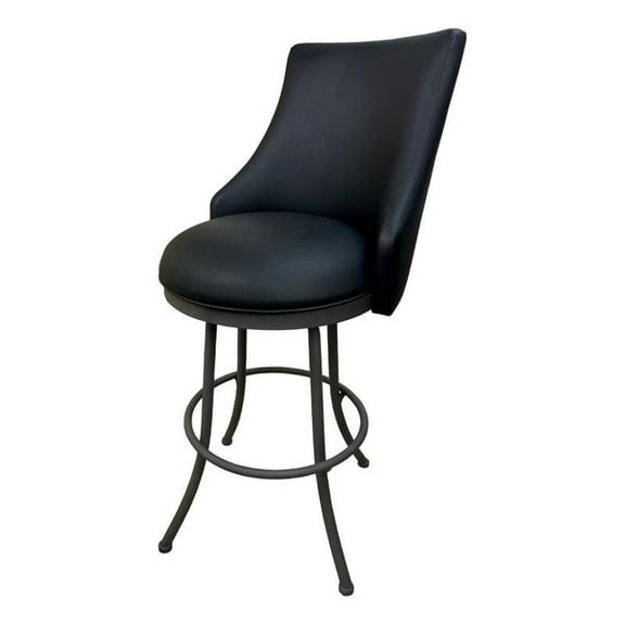 Melisima Extra Tall 34" Metal Bar Stool - Black Vinyl - Grey
