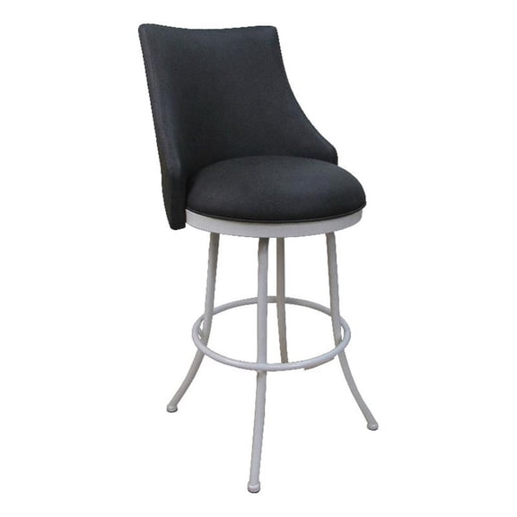 Melisima Extra Tall 34" Metal Bar Stool - Grey Vinyl - White