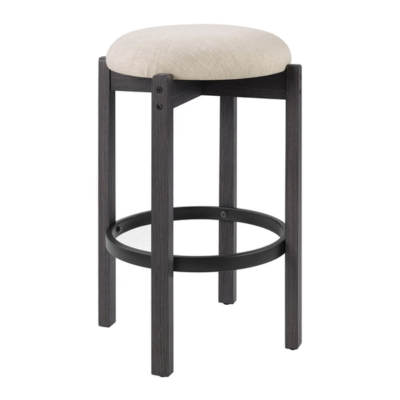 Melissa 26" Counter Stools 2-Pack With Cream Fabric Seat and Black Finish Wood