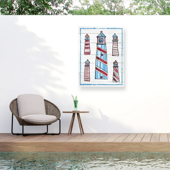Melissa Averinos 'Coastal Americana II Shiplap' Outdoor Canvas 32x32