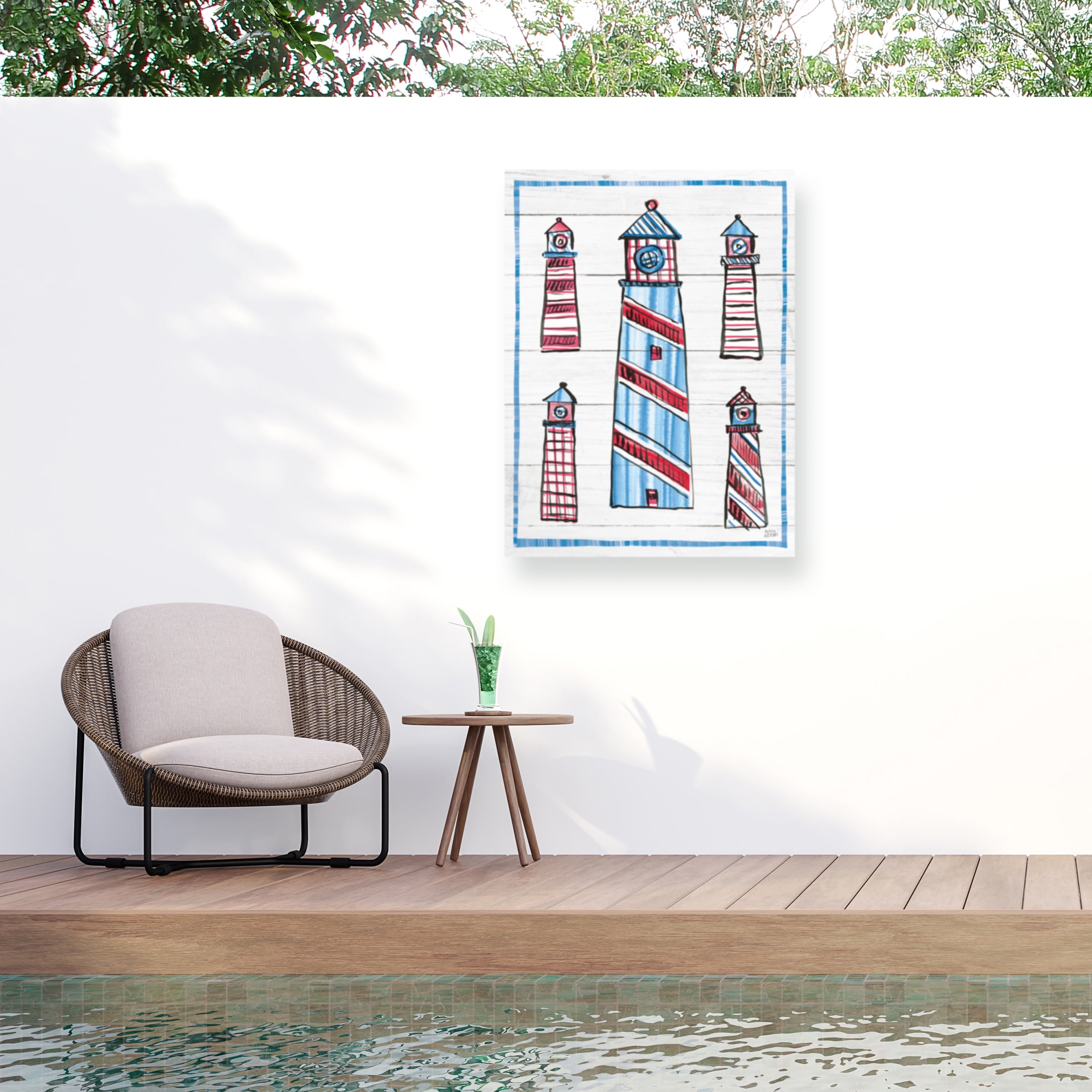 Melissa Averinos 'Coastal Americana II Shiplap' Outdoor Canvas 47x47