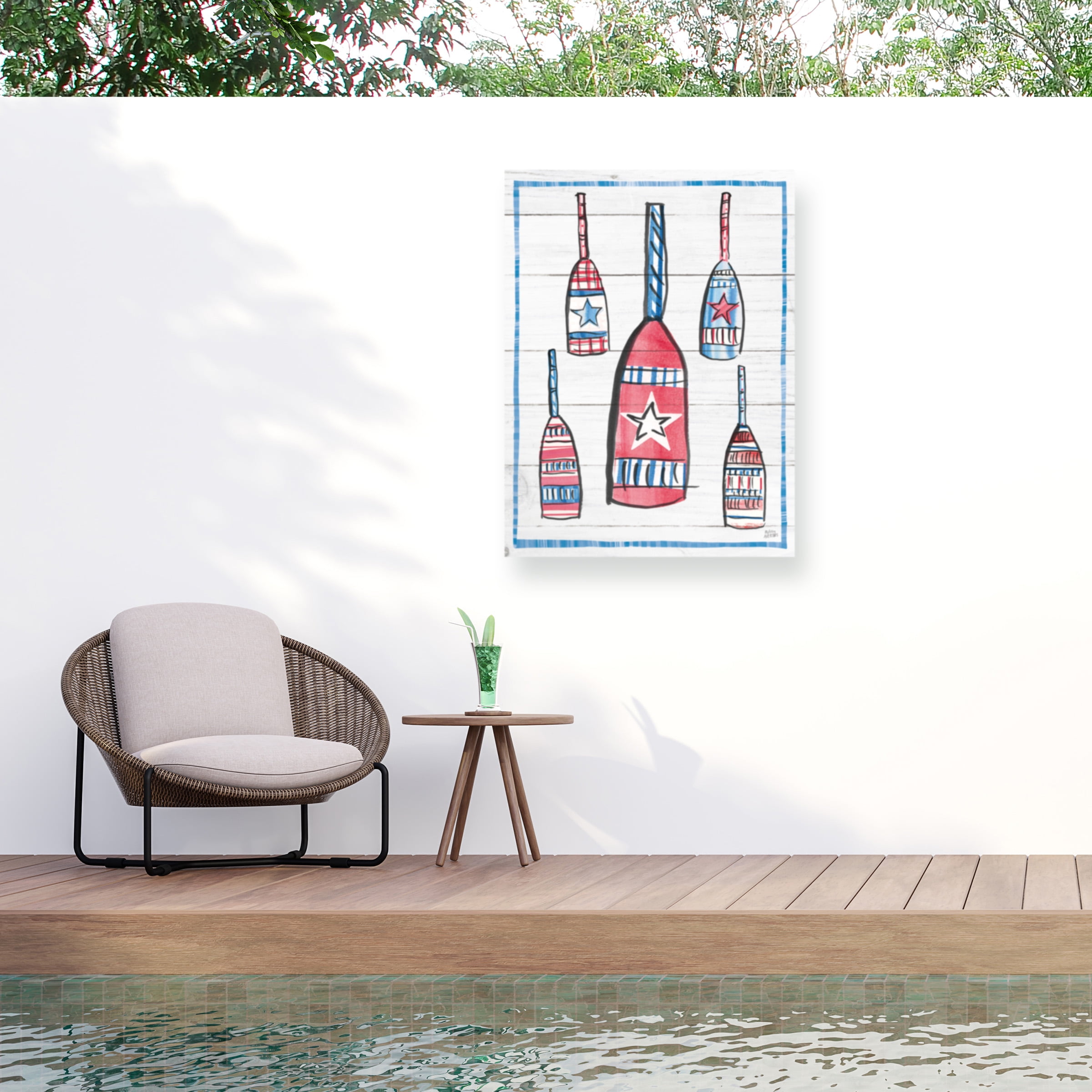 Coastal Americana Red and Blue Canvas Print Outdoor Wall Art 35x47