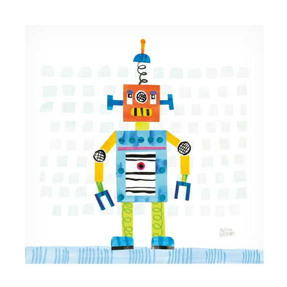 Melissa Averinos 'Robot Party II on Squares' Canvas Art