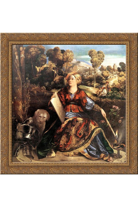 Melissa (Circe) 20x20 Gold Ornate Wood Framed Canvas Art by Dosso Dossi