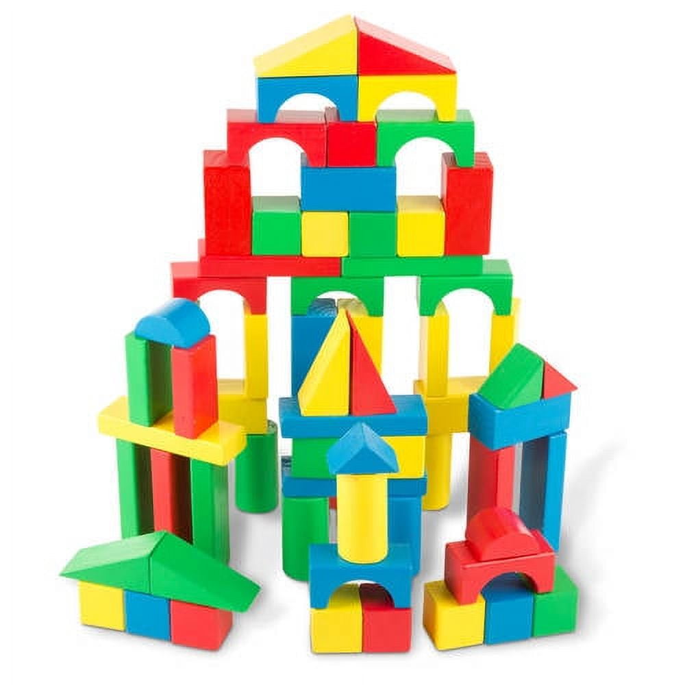 Bright Multicolor Wooden Building Blocks Set for Kids