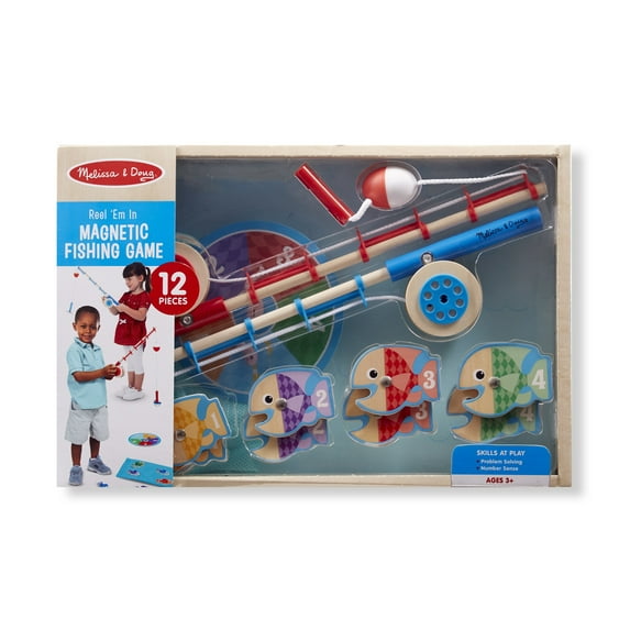 Melissa & Doug 12-Piece Magnetic Fish Wooden Fishing Game With Rods and Reels