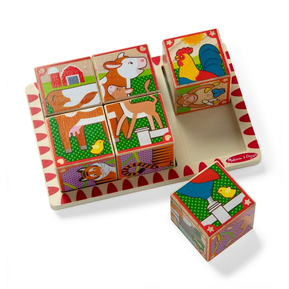 Melissa & Doug 2 in 1 Wooden Cube Puzzle - Animals