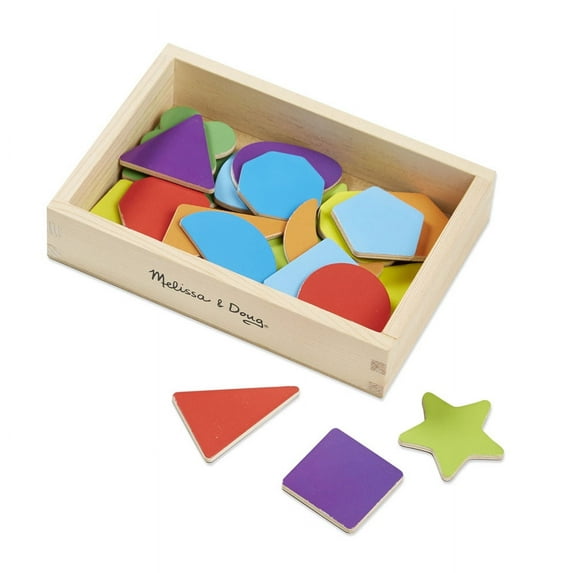 Melissa & Doug 25 Wooden Shape and Color Magnets in a Box