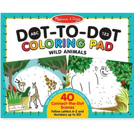 Melissa & Doug ABC 123 Dot-to-Dot Coloring Pad, Wild Animals