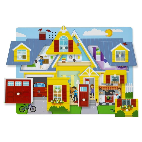 Melissa & Doug Around the House Sound Puzzle - Wooden Peg Puzzle (8 pcs)