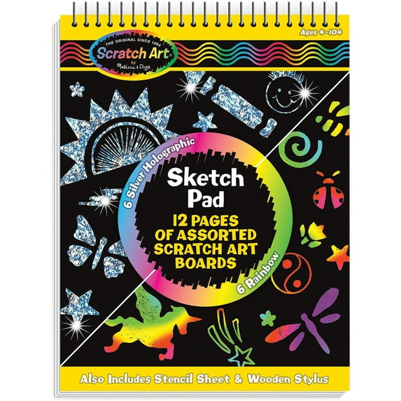 Melissa & Doug Art Scetch Pad with 12 Scratch-Art Boards, Multicolor, 12 Pages
