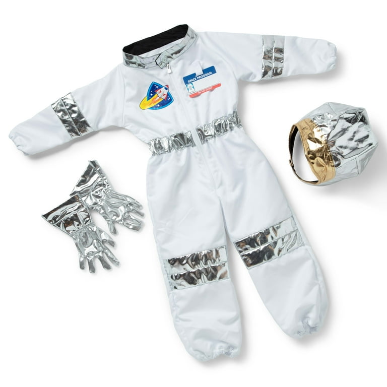 Melissa Doug Astronaut Costume Role Play Space Set 5 pcs Jumpsuit Helmet Gloves Name Tag