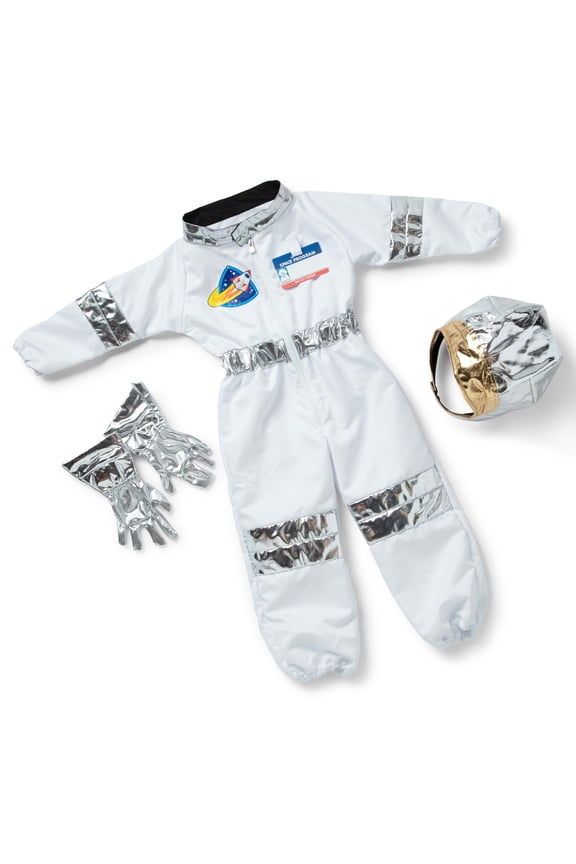 Astronaut Costume Role Play Space Set (5 pcs) - Jumpsuit, Helmet, Gloves, Name Tag
