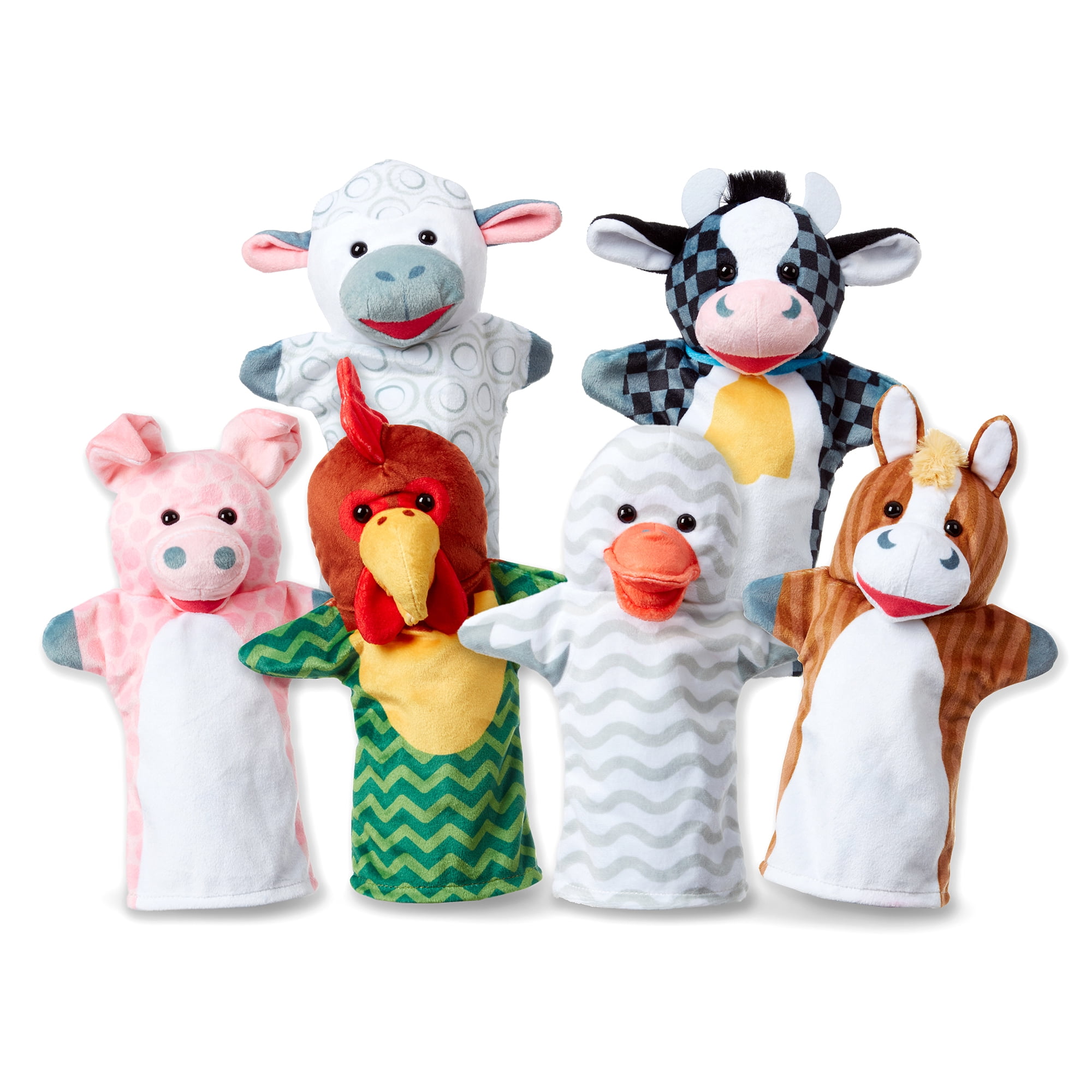 Melissa Doug Barn Buddies Hand Puppets Set of 6 Cow Sheep